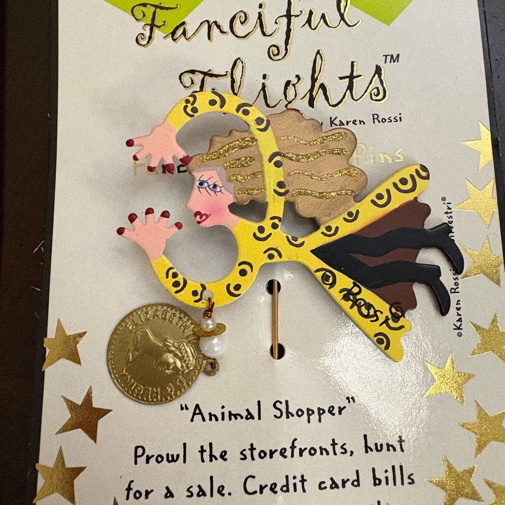 Fanciful Flights By Karen Rossi Brooches Lot Of 4 Shopper Teacher Gardener Angel - Picture 5 of 6